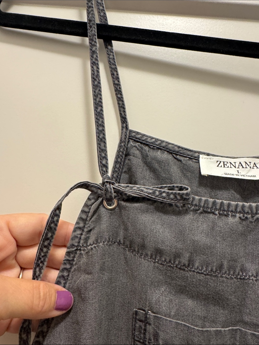 🆕 Zenana Outfitters Lightweight Charcoal Overall w Adjustable Straps. L. NWOT!🌴🌴 - Picture 5 of 6